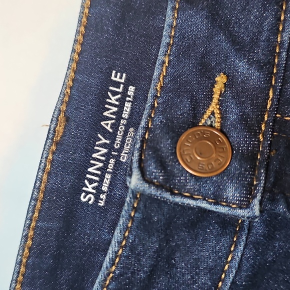 Chico's Deep Indigo Skinny High Waisted Jeans Size 10 New - Picture 3 of 6